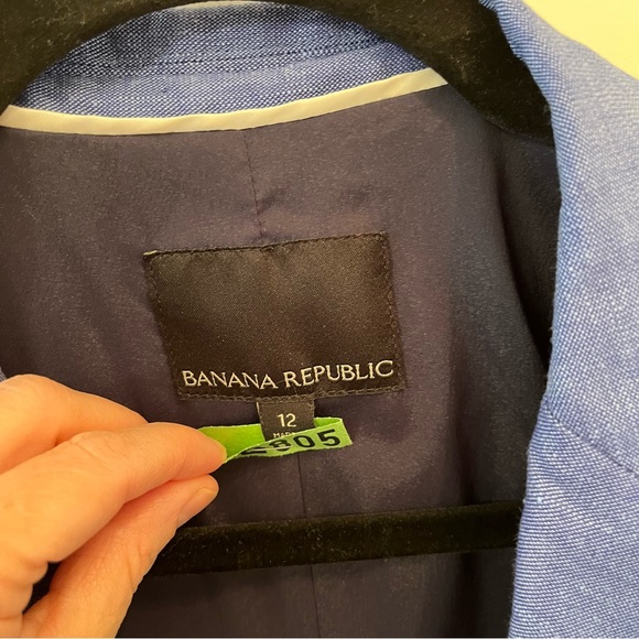 BANANA REPUBLIC Linen Blend Blazer, Denim Blue, Size 12 - Picture 6 of 13